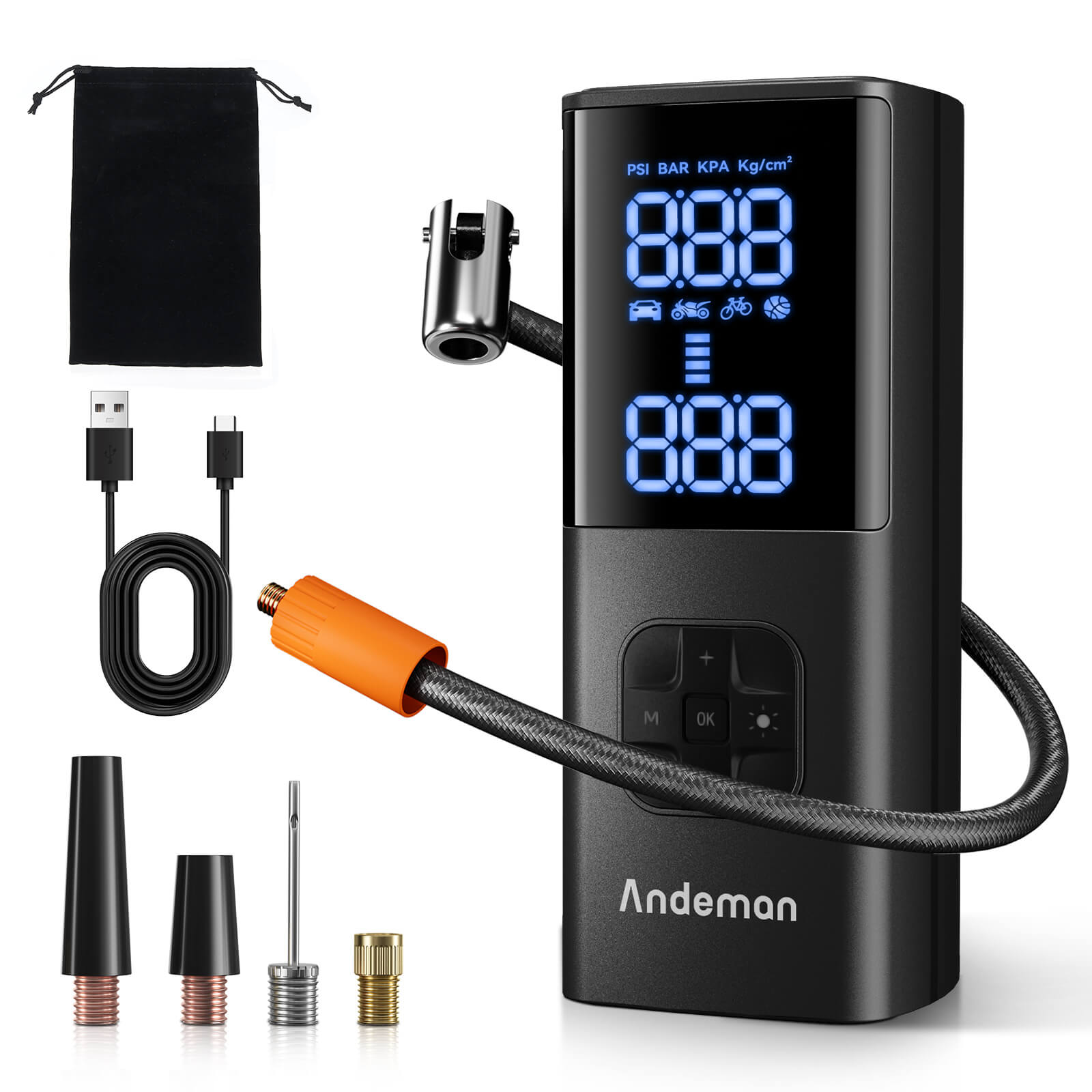 W1 Wireless Air Pump Smart 8000mAh 150PSI Tire Pressure Andeman