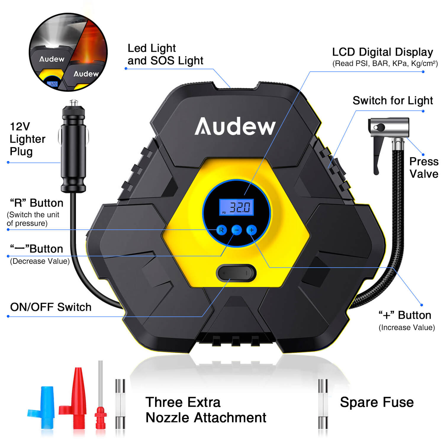 Audew air compressor tire inflator discount